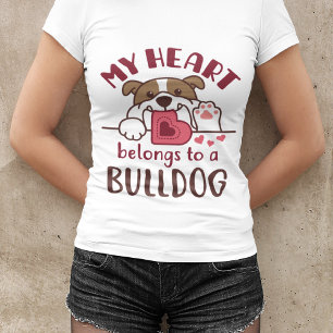 Mon coeur appartient à un T-shirt Bulldog
