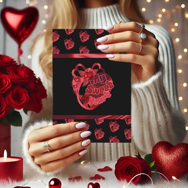 Mon Coeur Doux Rouge brillant Carte de remerciemen (Créateur téléchargé)
