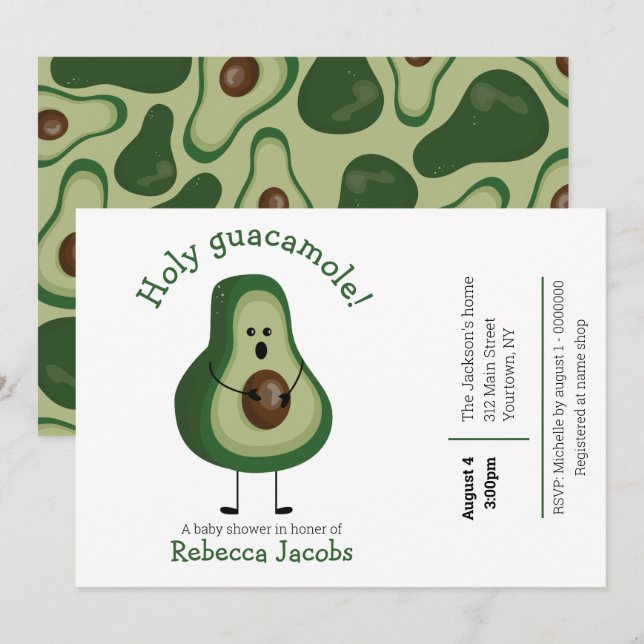 Mon dieu, le guacamole ! Invitation à une baby sho (Devant / Derrière)