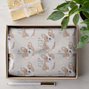 'Mon frère est un Corgi' Papier de soie en lin pie