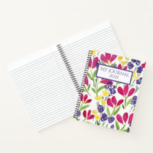 Mon Journal Fleurs Personnalisées rose violet jaun