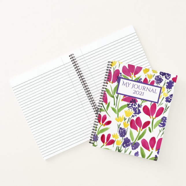 Mon Journal Fleurs Personnalisées rose violet jaun (Intérieur)