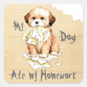 Mon Lhasa Apso Ate mon Sticker Carré de la maison