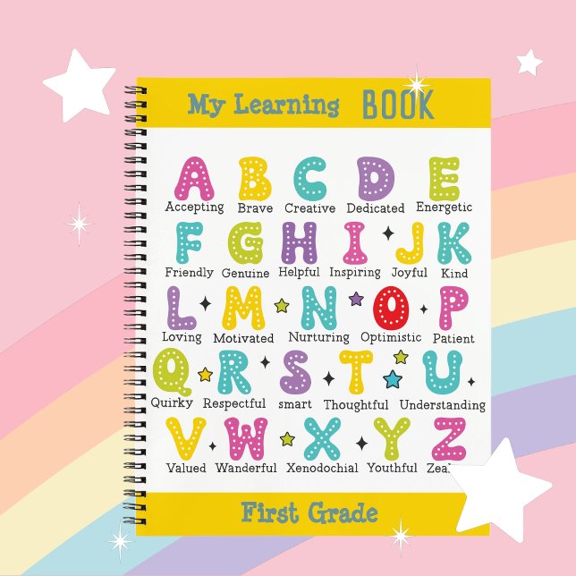 Mon livre d'apprentissage nom personnalisé lettres (My Learning Book custom name colorful letters)
