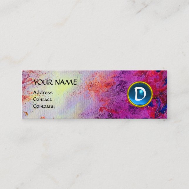 MON MONOGRAM hell fuchsisch lila blau Mini Visitenkarte (Vorderseite)