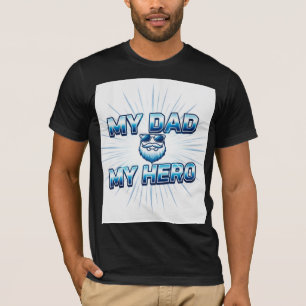 Mon Papa Mon Héros T-Shirt Bleu Fête des Pères   C