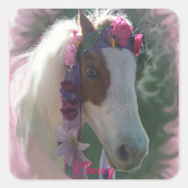 Mon petit cheval Cerise avec carré autocollant fle (Devant)