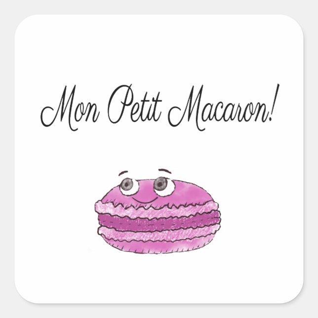 Mon Petit Macaron Quadratischer Aufkleber (Vorderseite)