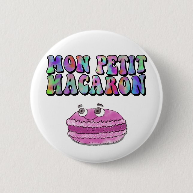 Mon Petit Macaron Retro Gefärbte Krawatte Groovy T Button (Vorderseite)