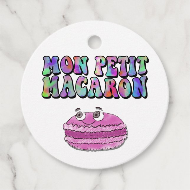 Mon Petit Macaron Retro Gefärbte Krawatte Groovy T Geschenkanhänger (Vorderseite)
