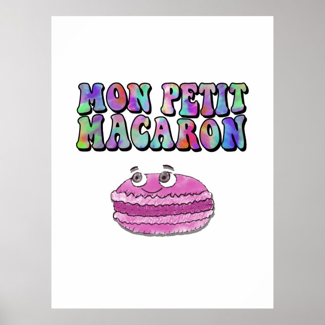 Mon Petit Macaron Retro Gefärbte Krawatte Groovy T Poster (Vorne)