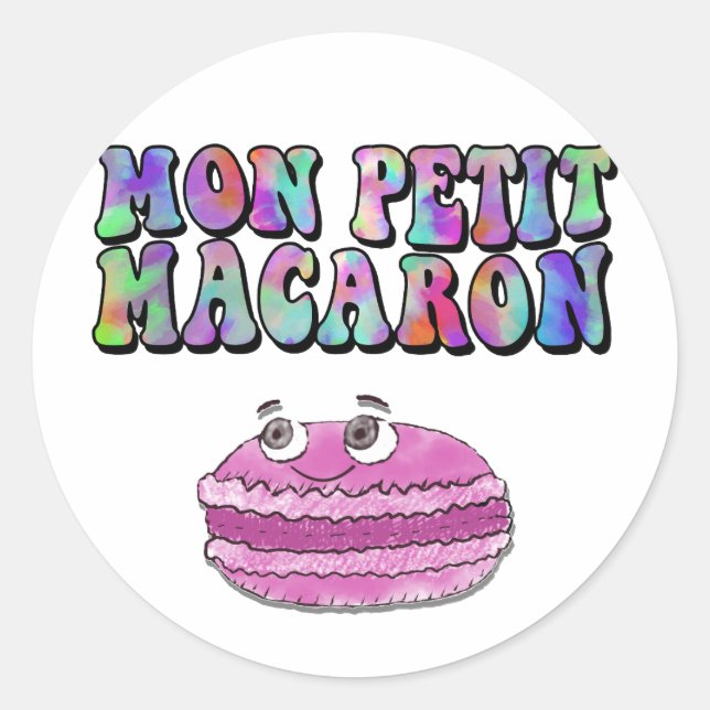 Mon Petit Macaron Retro Gefärbte Krawatte Groovy T Runder Aufkleber (Vorderseite)
