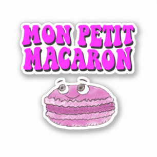 Mon Petit Macaron Retro Groovy Text Aufkleber