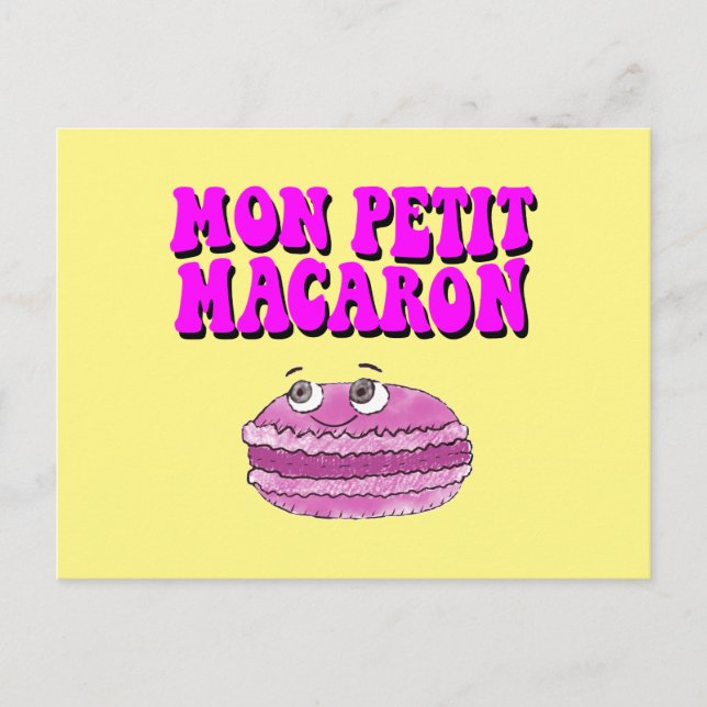 Mon Petit Macaron Retro Groovy Text Postkarte (Vorderseite)