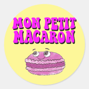 Mon Petit Macaron Retro Groovy Text Runder Aufkleber