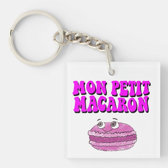 Mon Petit Macaron Retro Groovy Text Schlüsselanhänger (Vorderseite)