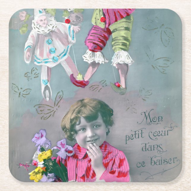 Mon petite coeur dans ce baiser rechteckiger pappuntersetzer (Vorderseite)