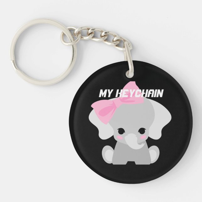 Mon Porte - clé Texte personnalisé mignon bébé élé (Devant)