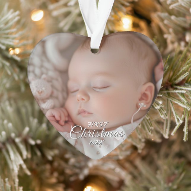 Mon premier bébé de Noël personnalisé Coeur photo  (Arbre)