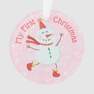 Mon premier bébé Noël Photo Snowman Snowflakes