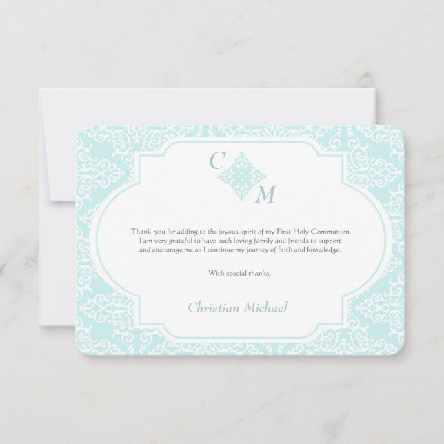 Mon premier carte de remerciements de bleu de (Devant)