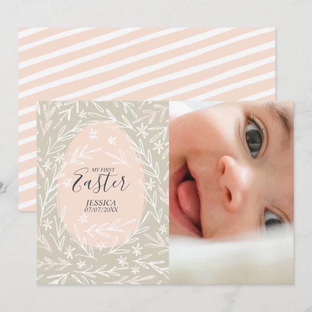 Mon premier Carte photo de fille de Pâques personn (Devant / Derrière)