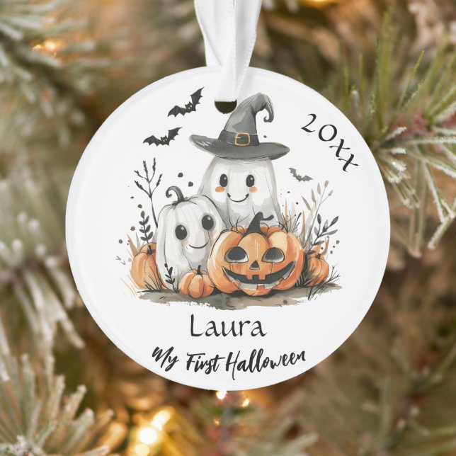 Mon premier Halloween mignon Citrouille fantôme No (Arbre)