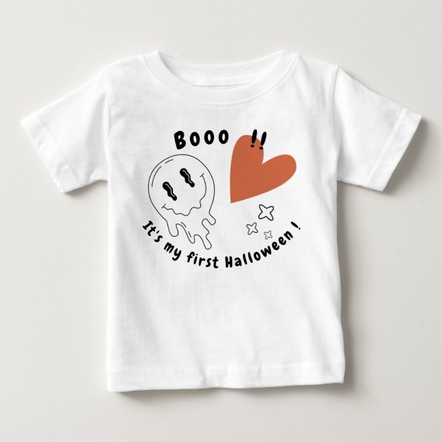 Mon premier Halloween mignon fantôme blanc T-shirt (Devant)