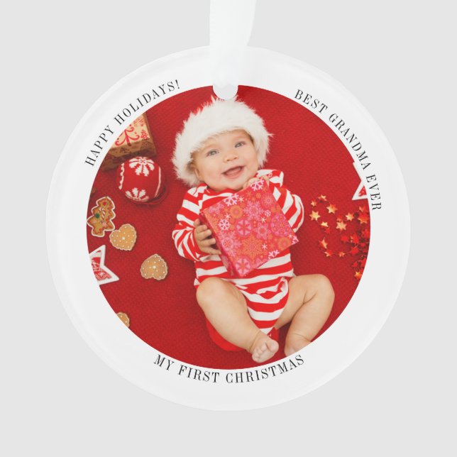 Mon premier Noël bébé photo grand-mère vacances (devant)