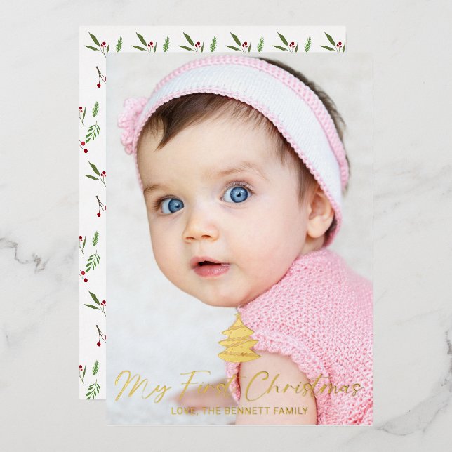 Mon premier Noël Photo Script de vacances (Recto/Verso)