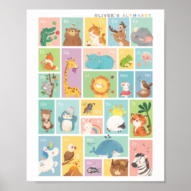 Mon premier poster d'alphabet ABC avec des animaux (Devant)