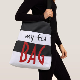 Mon sac Fav ou votre Motif textuel Noir Rouge