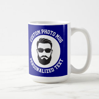 Mon visage sur un grand mug personnalisé NAVY BLUE