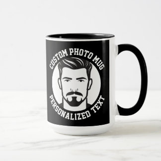 Mon visage sur un grand mug personnalisé noir Comb