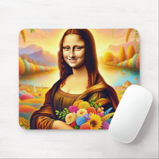 Mona lächelt und Blumen Mousepad