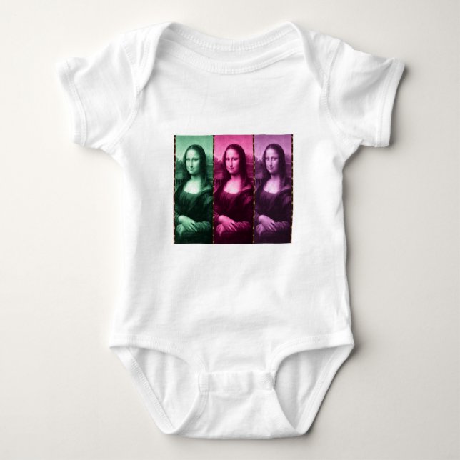 Mona Lisa Animal Print Green Pink Lila Baby Strampler (Vorderseite)