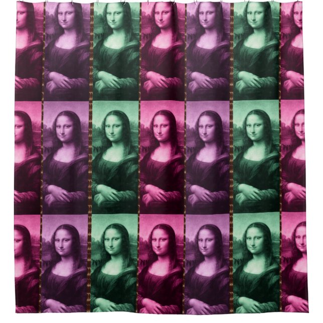 Mona Lisa Animal Print Green Pink Lila Duschvorhang (Vorderseite)