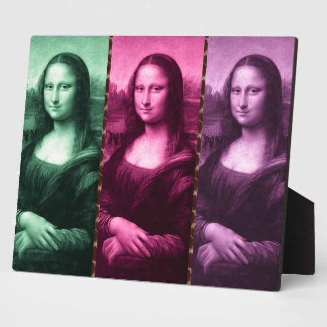 Mona Lisa Animal Print Green Pink Lila Fotoplatte (Seite)