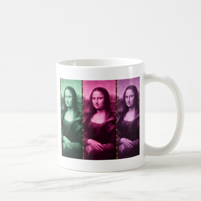 Mona Lisa Animal Print Green Pink Lila Kaffeetasse (Rechts)