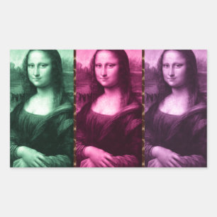 Mona Lisa Animal Print Green Pink Lila Rechteckiger Aufkleber