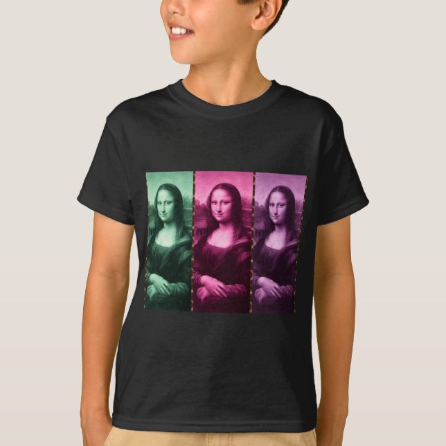 Mona Lisa Animal Print Green Pink Lila T-Shirt (Vorderseite)