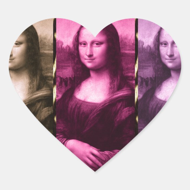Mona Lisa Animal Print Lila Pink Chocolate Herz-Aufkleber (Vorderseite)