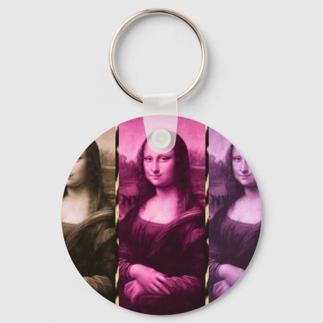 Mona Lisa Animal Print Lila Pink Chocolate Schlüsselanhänger (Vorderseite)