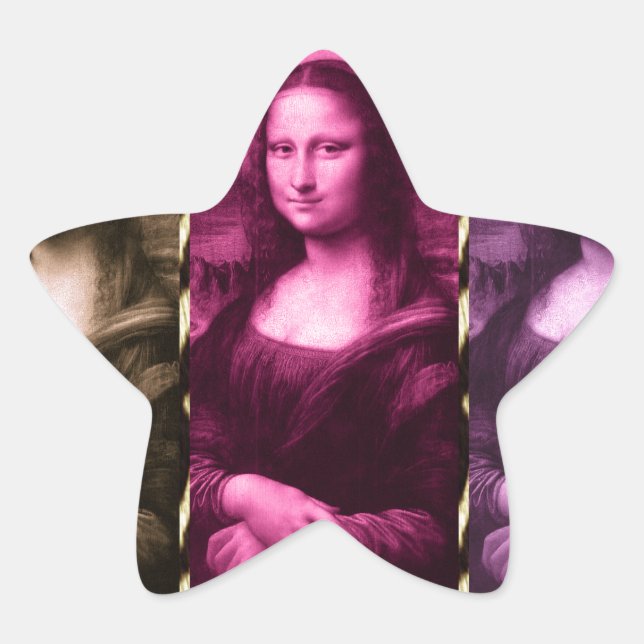Mona Lisa Animal Print Lila Pink Chocolate Stern-Aufkleber (Vorderseite)