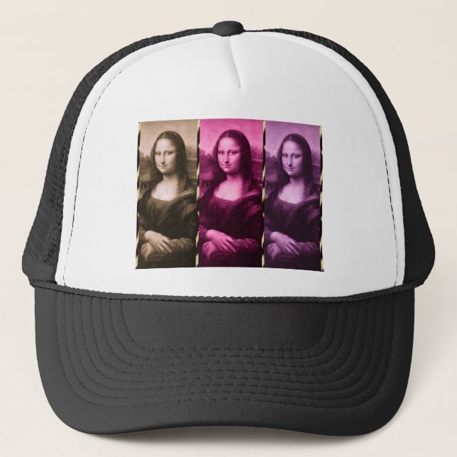 Mona Lisa Animal Print Lila Pink Chocolate Truckerkappe (Vorderseite)