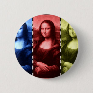 Mona Lisa Animal Print Primary Colors Button