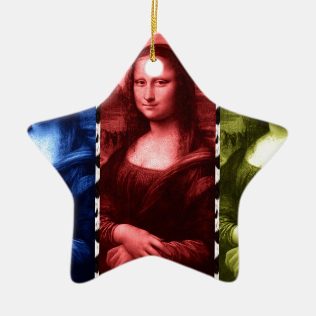 Mona Lisa Animal Print Primary Colors Keramik Ornament (Vorne)