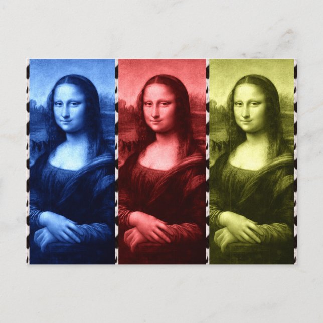 Mona Lisa Animal Print Primary Colors Postkarte (Vorderseite)