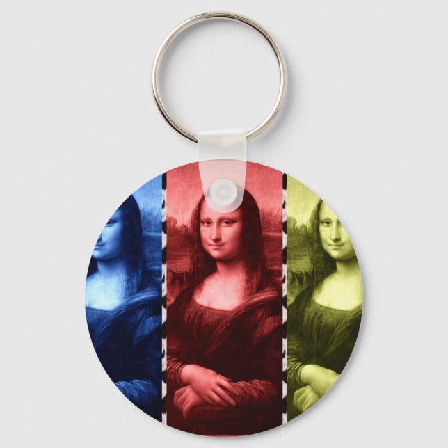 Mona Lisa Animal Print Primary Colors Schlüsselanhänger (Vorderseite)