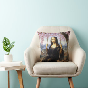 Mona Lisa auf einer Schaukel unter Kirschblüten Kissen